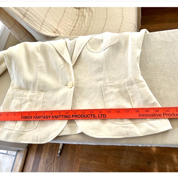 RALPH LAUREN BLUE LABEL Ivory Linen Single Button Blazer - Made In Italy - 12 - Picture 11 of 13